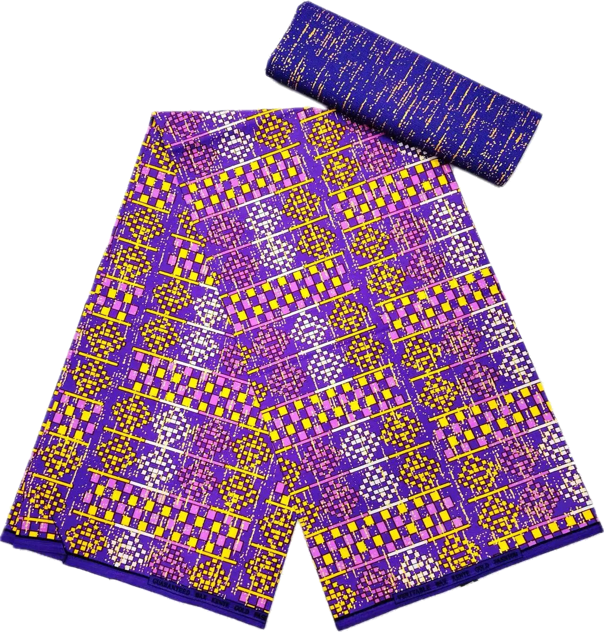 Golden Block Kente Wax Print Fabric Collection, 6 Yards