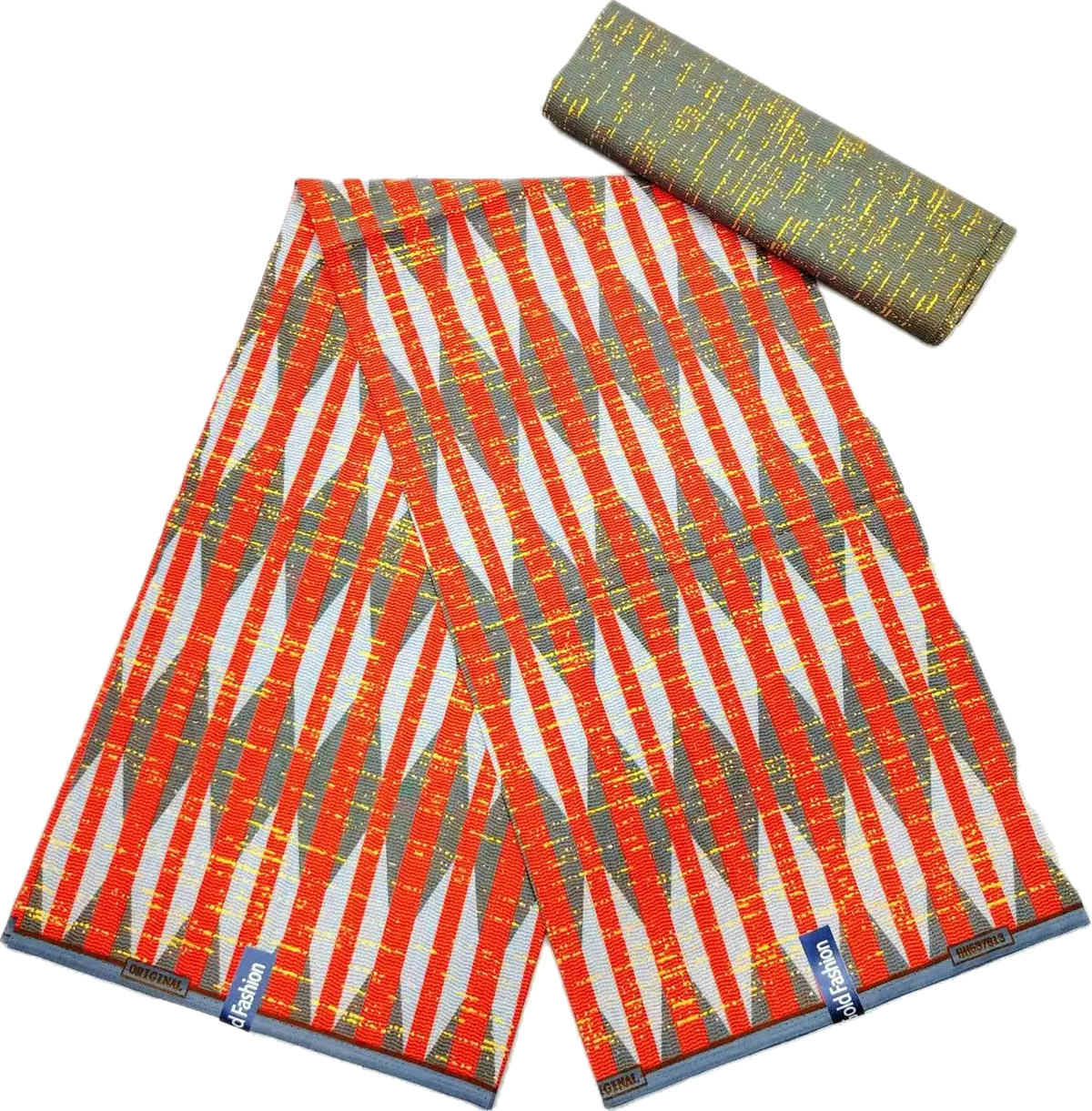 Golden Block Kente Wax Print Fabric Collection, 6 Yards