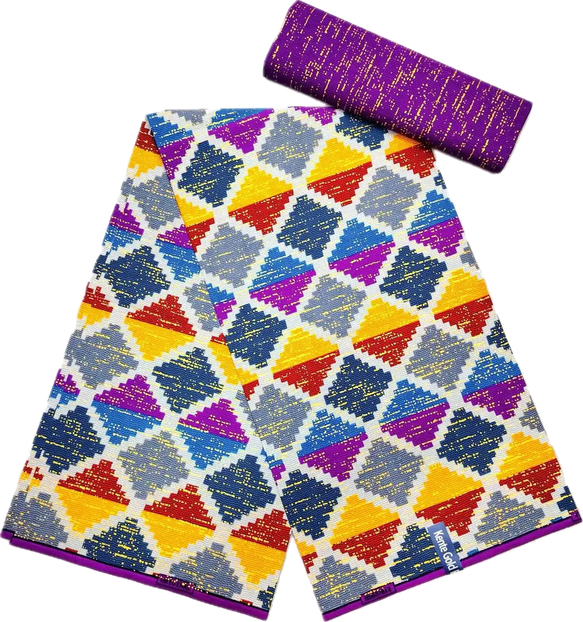 Golden Block Kente Wax Print Fabric Collection, 6 Yards