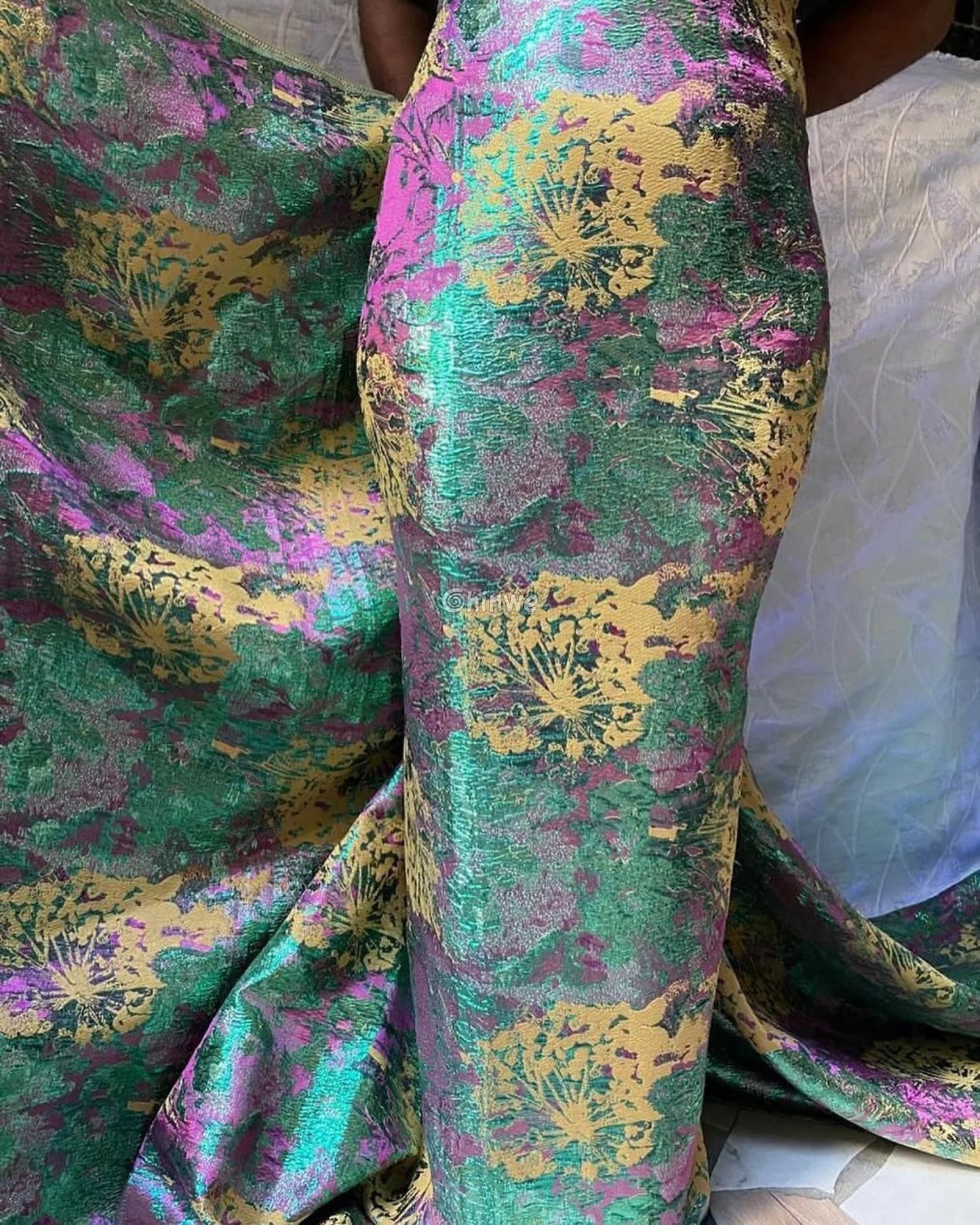 Salouva Premium Jacquard Brocade Lace with Metallic Gold Embroidery & Tulle Base Jacquard Brocade
