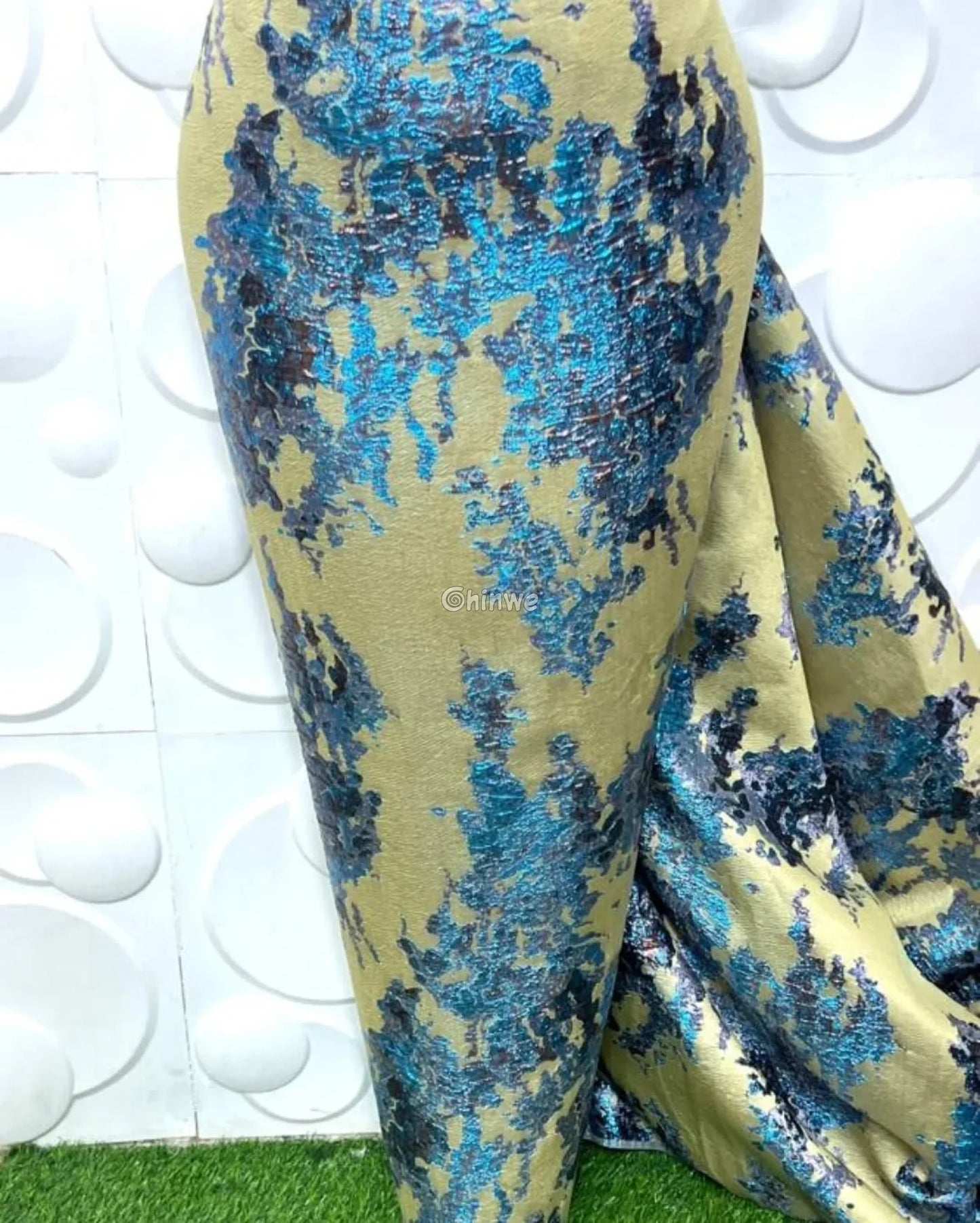 Luxurious Jacquard Brocade with Iridescent Foil Accents & Abstract Marbling Motif Jacquard Brocade