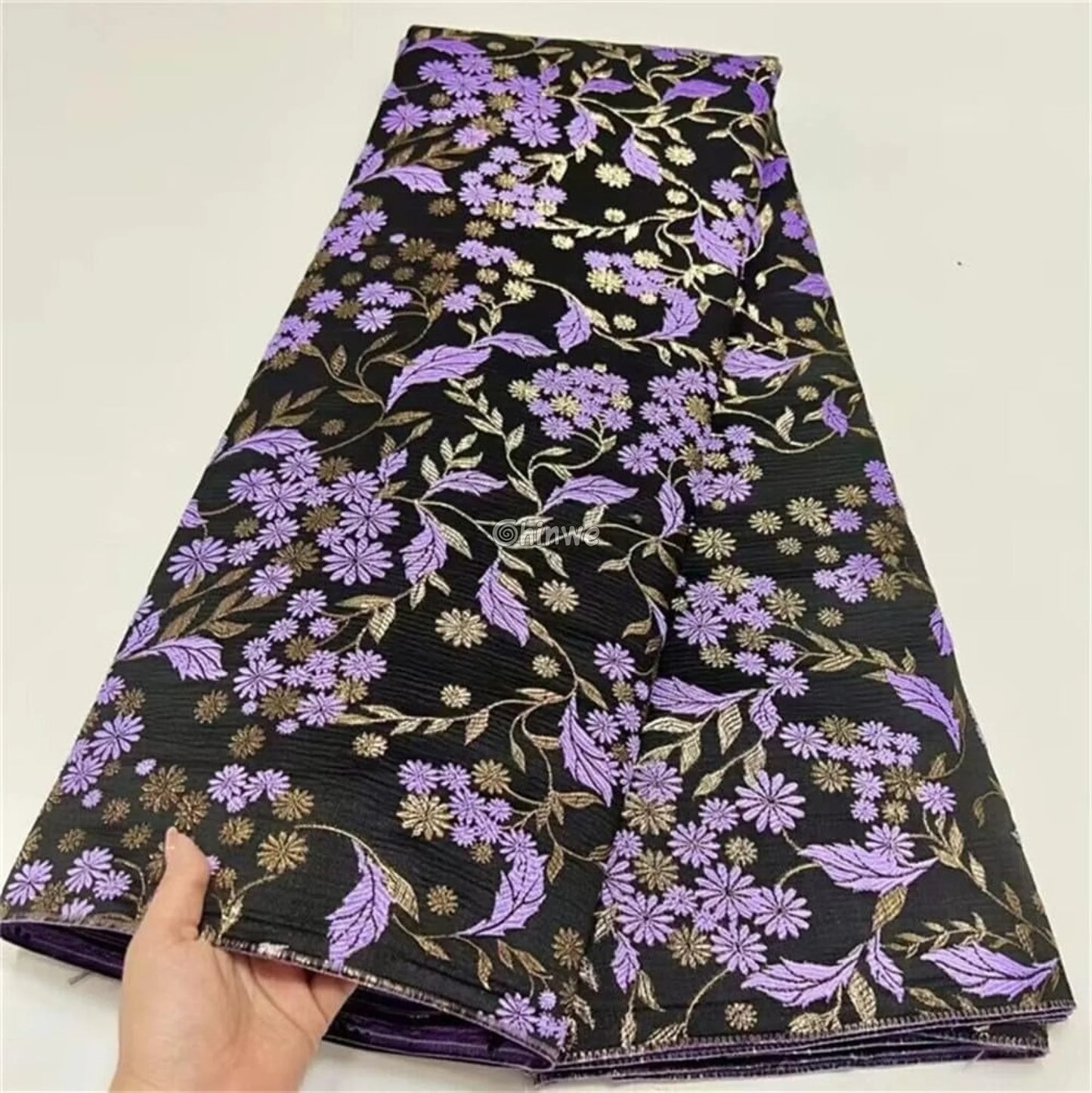 Jacquard Brocade Floral Vine & Daisy Cluster Pattern with Metallic Sheen Brocade Fabric