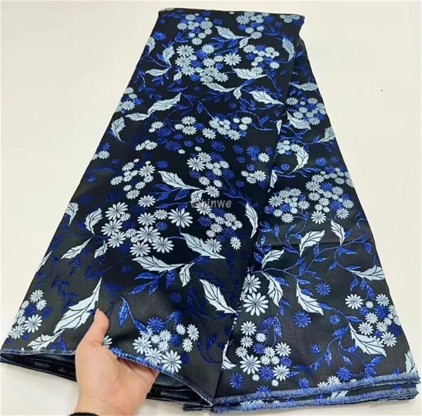 Jacquard Brocade Floral Vine & Daisy Cluster Pattern with Metallic Sheen Brocade Fabric