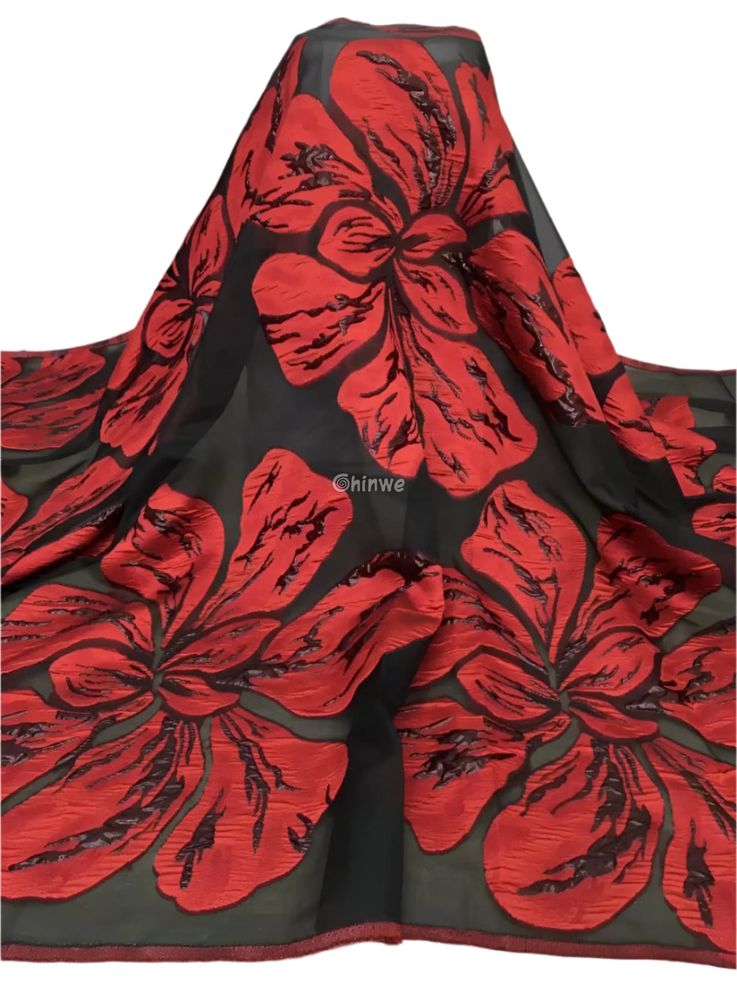 Metallic jacquard brocade with floral embossing and lustrous sheen in multi-tone blossom motif Lace