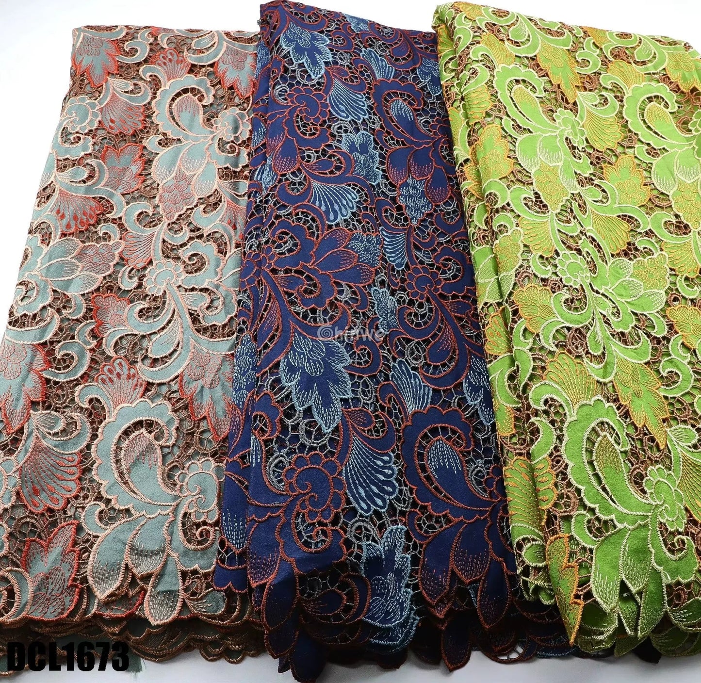 Luxury Guipure Lace Fabric – Floral Corded Korean Lace with Czech Stones Lace