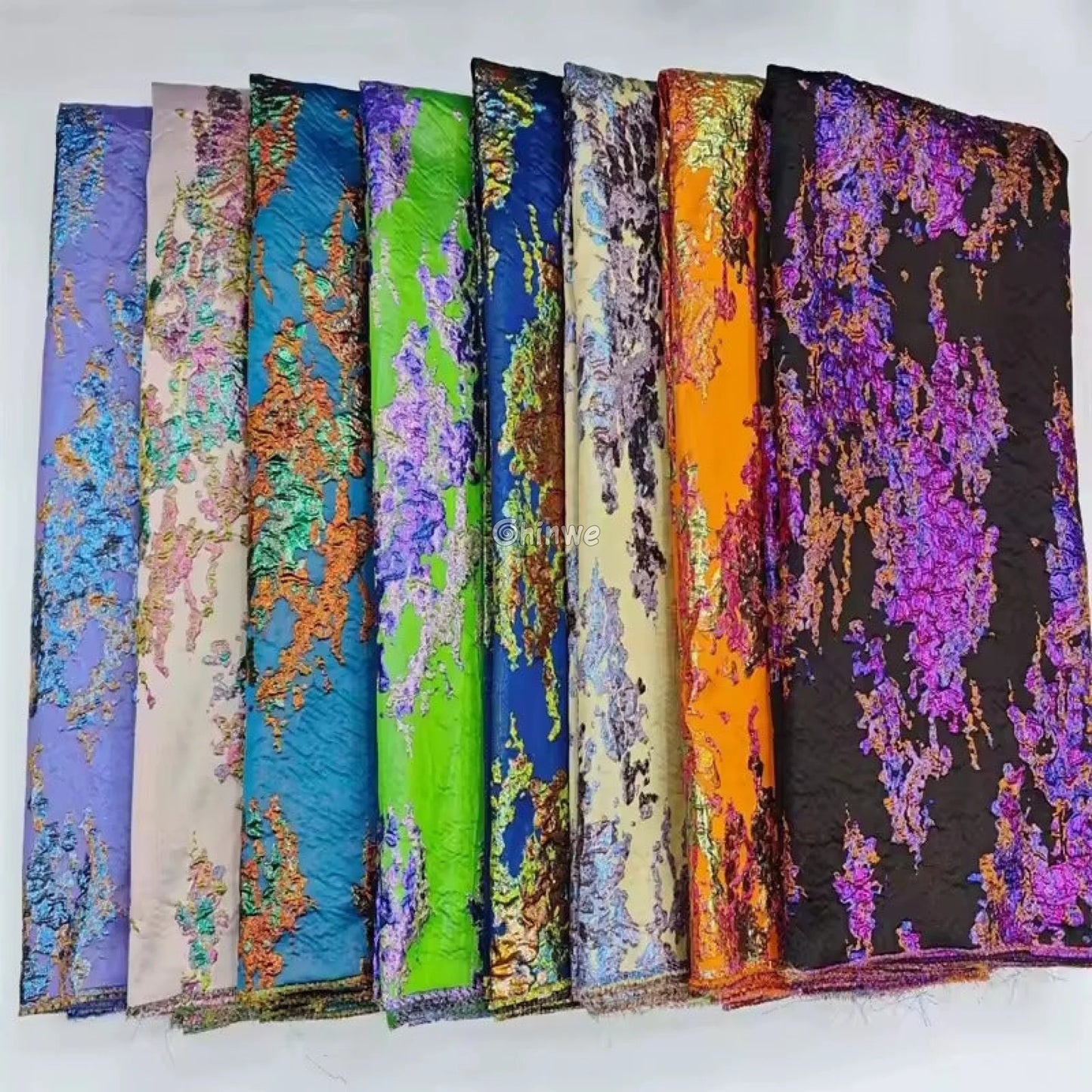 Luxurious Jacquard Brocade with Iridescent Foil Accents & Abstract Marbling Motif Jacquard Brocade