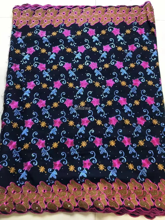Delicate Embroidered French Tulle Lace Fabric with Rhinestones in Multiple Color Variations African Wax Print Fabric