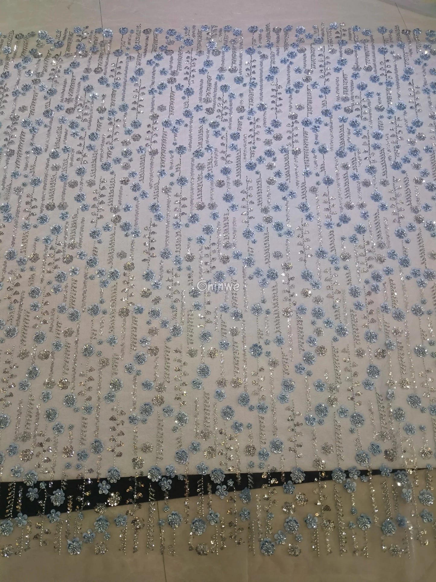 Sequin Beaded Embroidery Lace Fabric on French Tulle African Wax Print Fabric