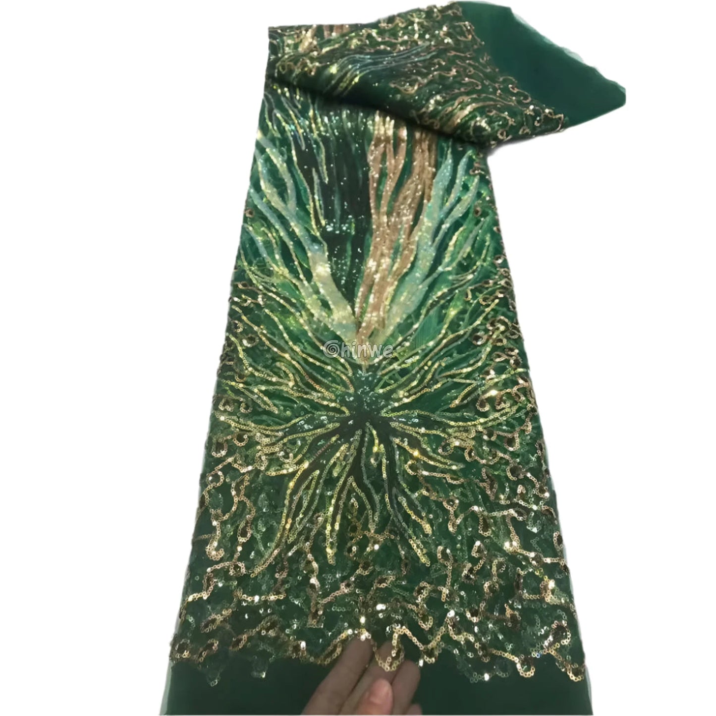 Sequined Burst Embroidered Net Lace with Radiant Flame Motif on Tulle Mesh Lace