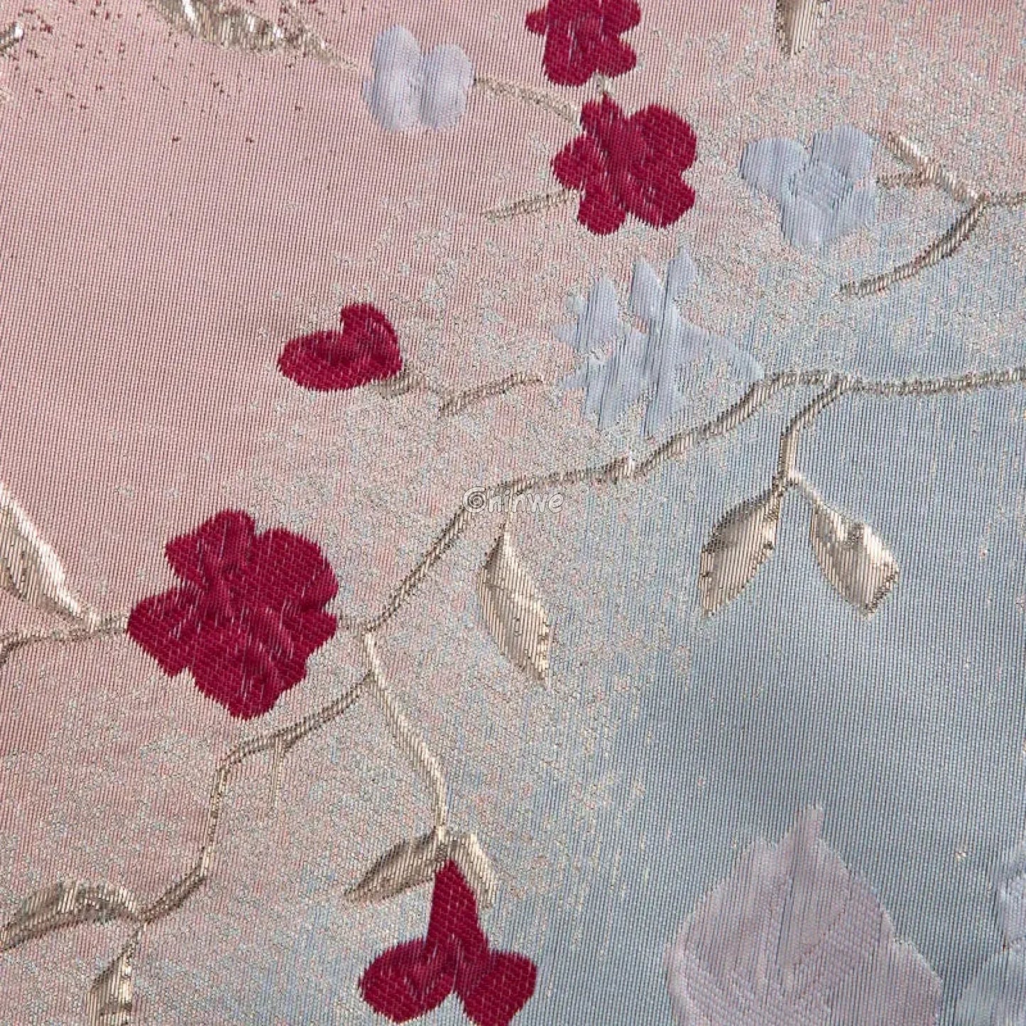 Floral Metallic Brocade Jacquard Fabric – Multicolor Ombre Shine with Embroidered Flowers