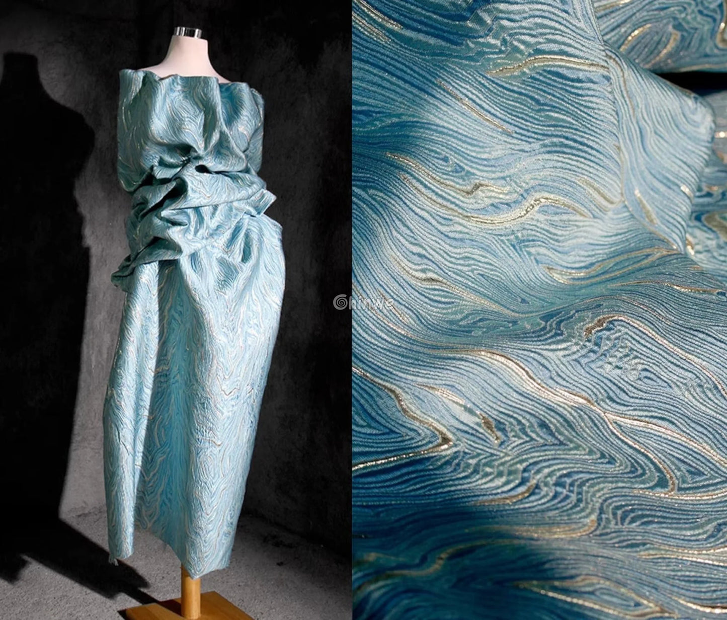 Lustrous Metallic Jacquard: Premium Marble Swirl Brocade Jacquard Fabric Brocade Fabric