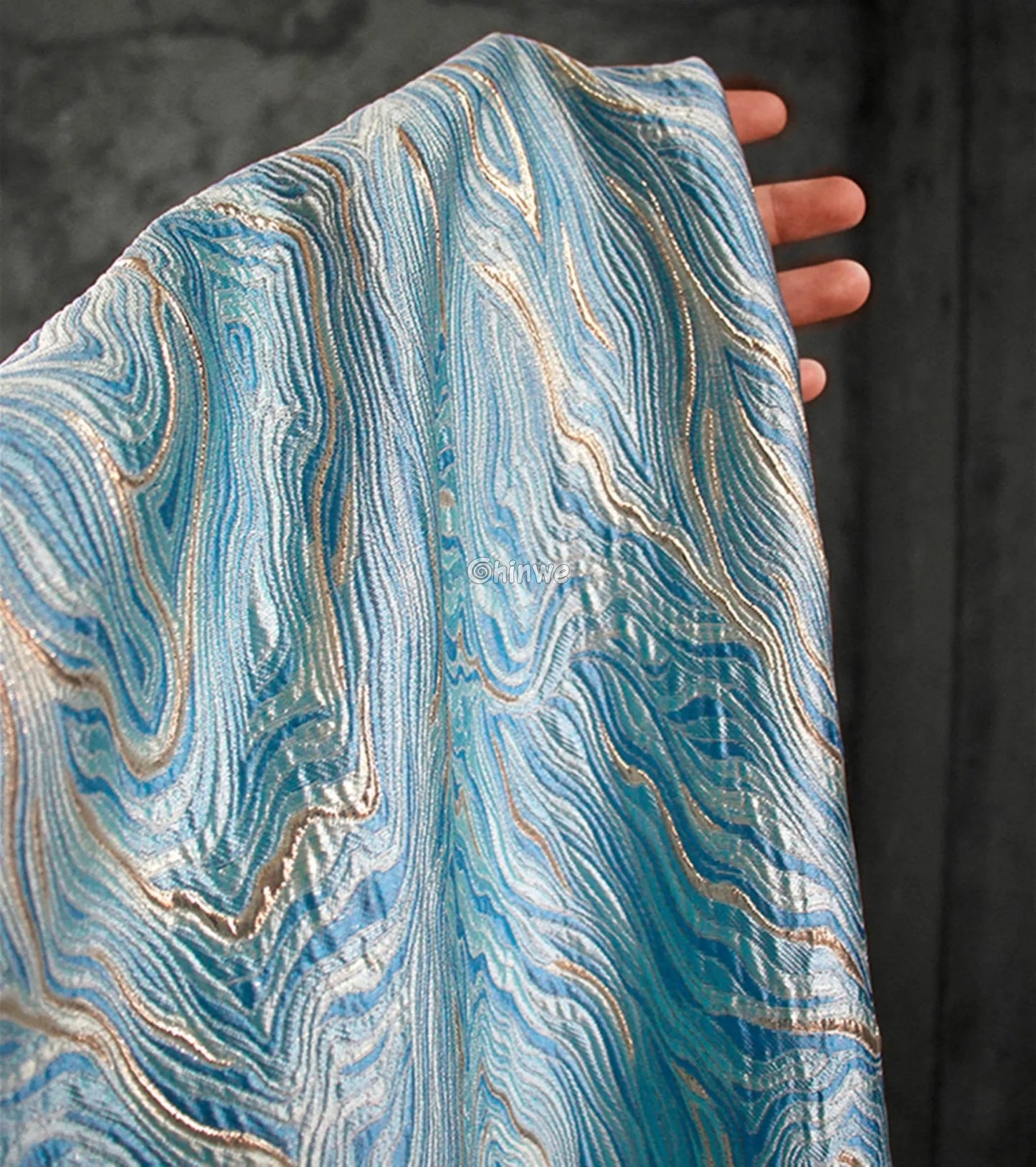 Lustrous Metallic Jacquard: Premium Marble Swirl Brocade Jacquard Fabric Brocade Fabric