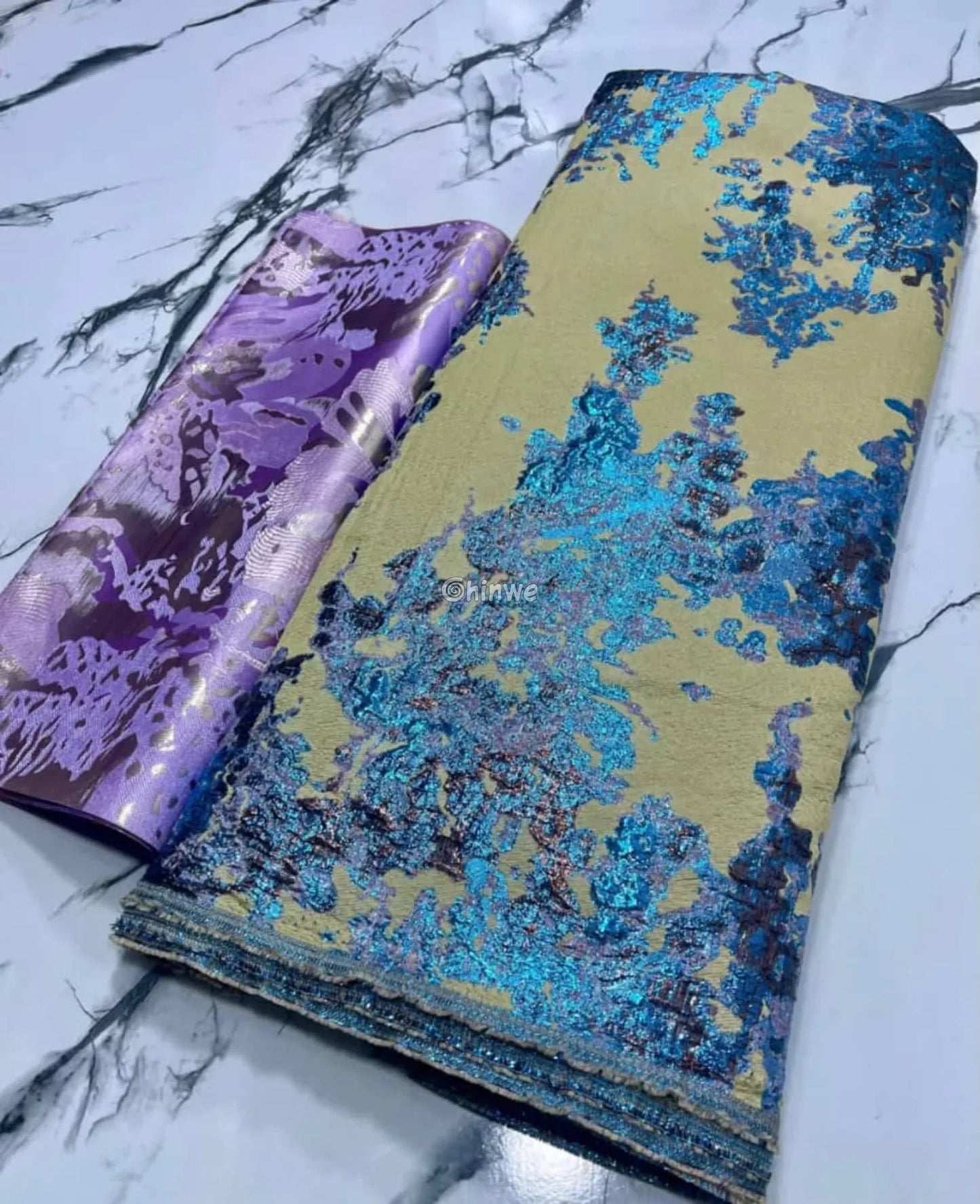 Luxurious Jacquard Brocade with Iridescent Foil Accents & Abstract Marbling Motif Jacquard Brocade
