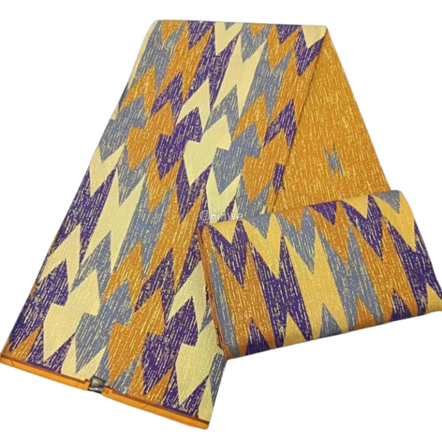 Gold Cream & Purple Kente Brocade with Jagged Chevron Motif and Subtle Metallic Texture Sunstrike Kente / 6yards