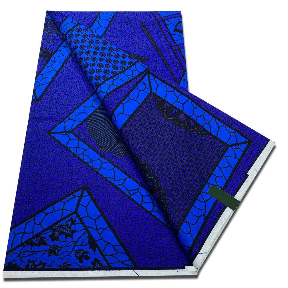 Royal blue tonal frames Ankara real wax print fabric