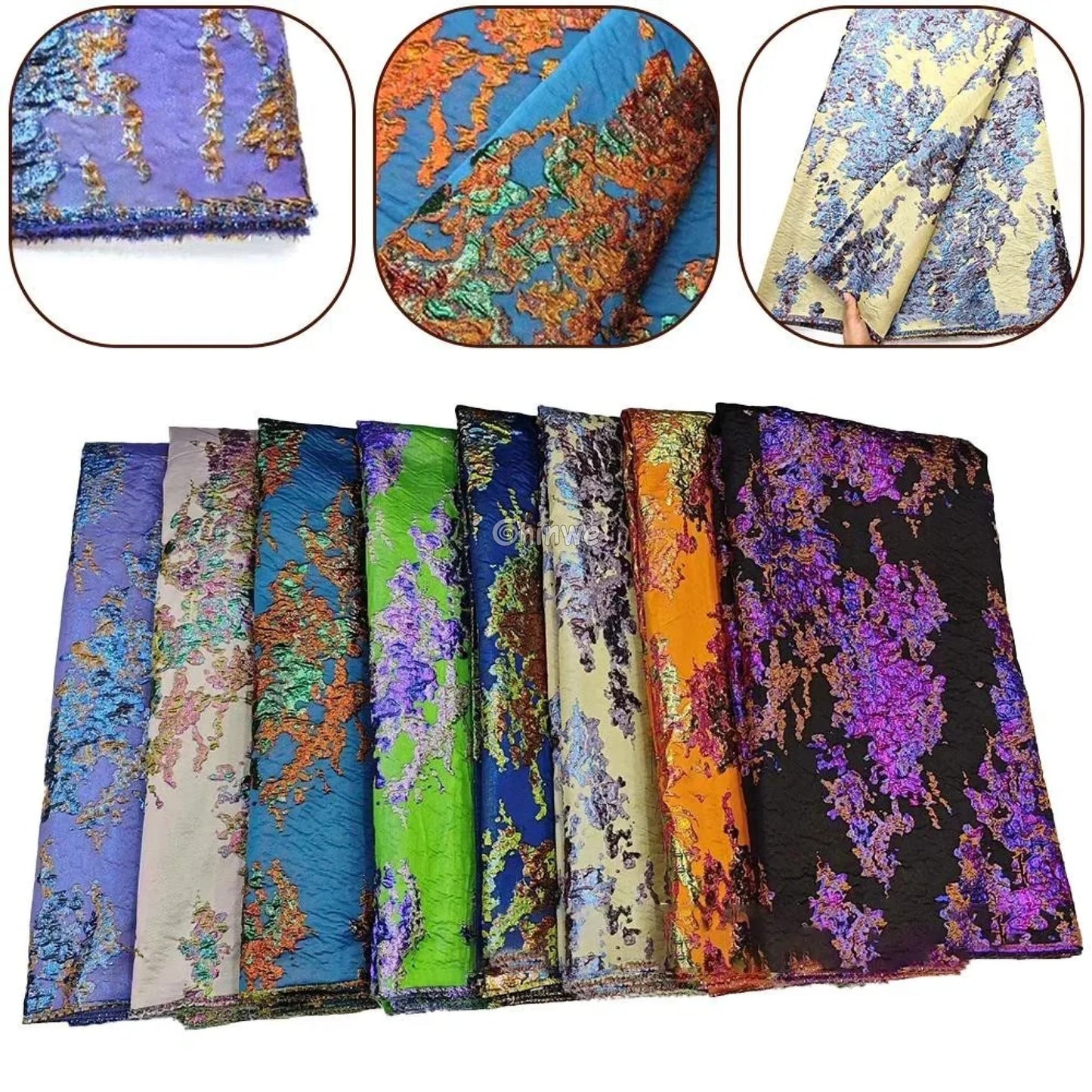 Luxurious Jacquard Brocade with Iridescent Foil Accents & Abstract Marbling Motif Jacquard Brocade