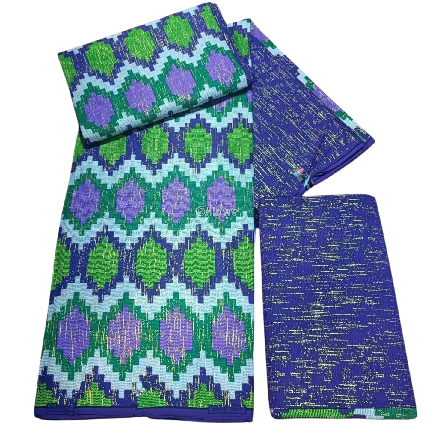 Purple Green & Lilac Kente Brocade with Diamond Lattice Motif and Metallic Gold Accents Regal Vine Kente / 6yards