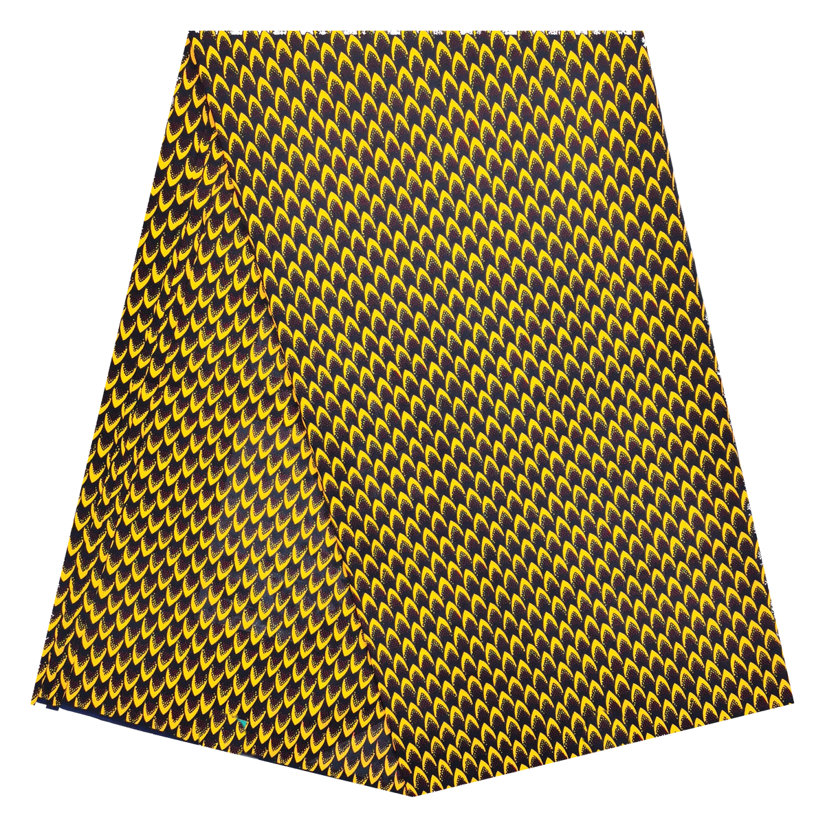 Black & Yellow Ankara Wax Print Fabric – Petal Scale Pattern, 100% Cotton
