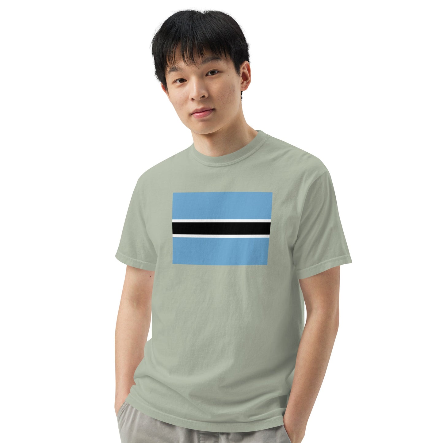 Flat lay of true navy Botswana flag tee, extra large size