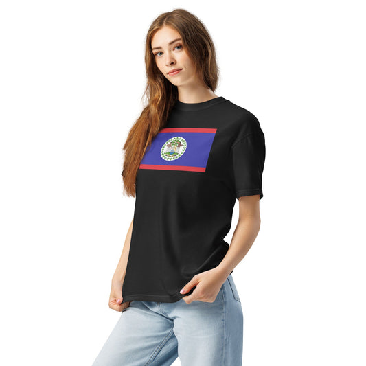 black shirt with Belize flag design, medium