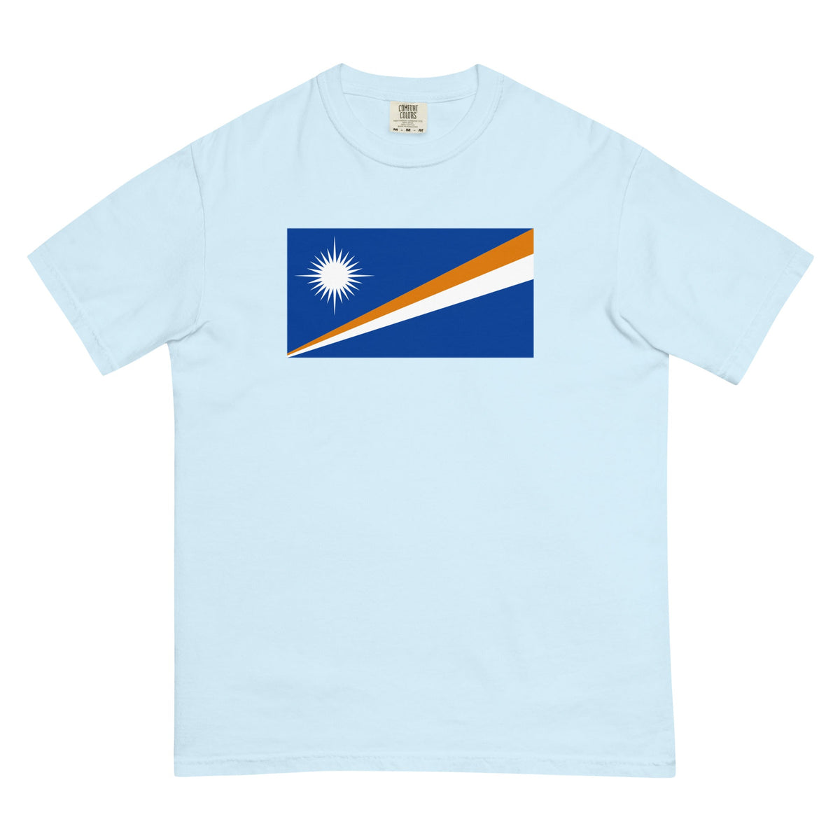 Bold Marshall Islands flag design tee in brick, large