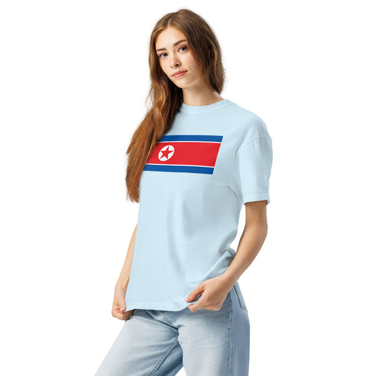 Flag tee representing North Korea in black, medium