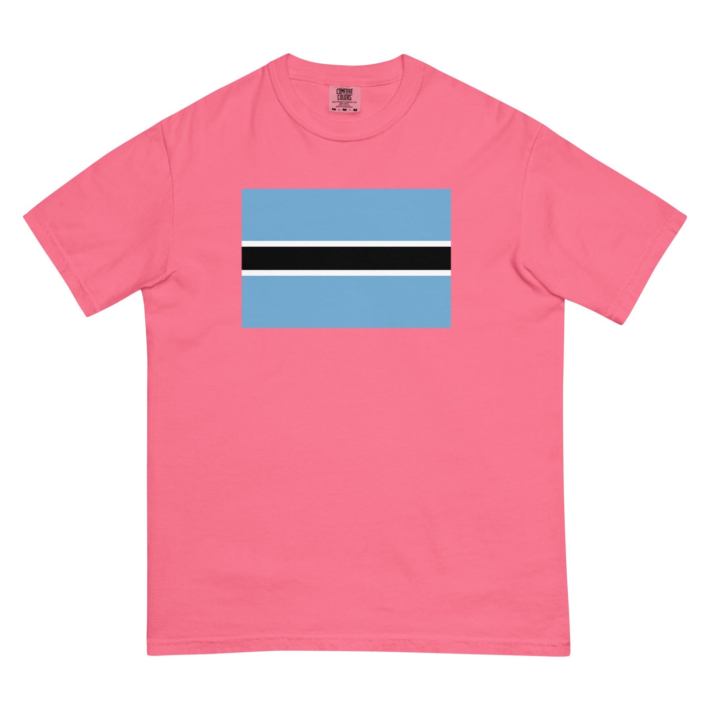 Bold Botswana flag design tee in flo blue, medium