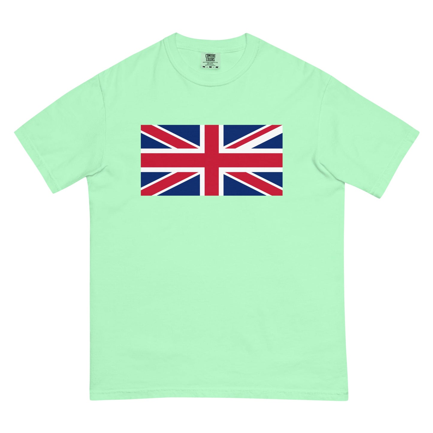 Stylish United Kingdom flag t-shirt laid flat, 4X large, island reef
