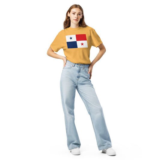 black shirt with Panama flag design, medium
