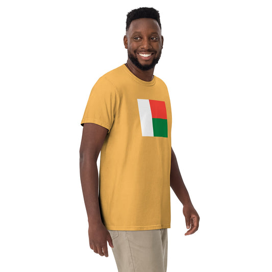 black shirt with Madagascar flag design, medium