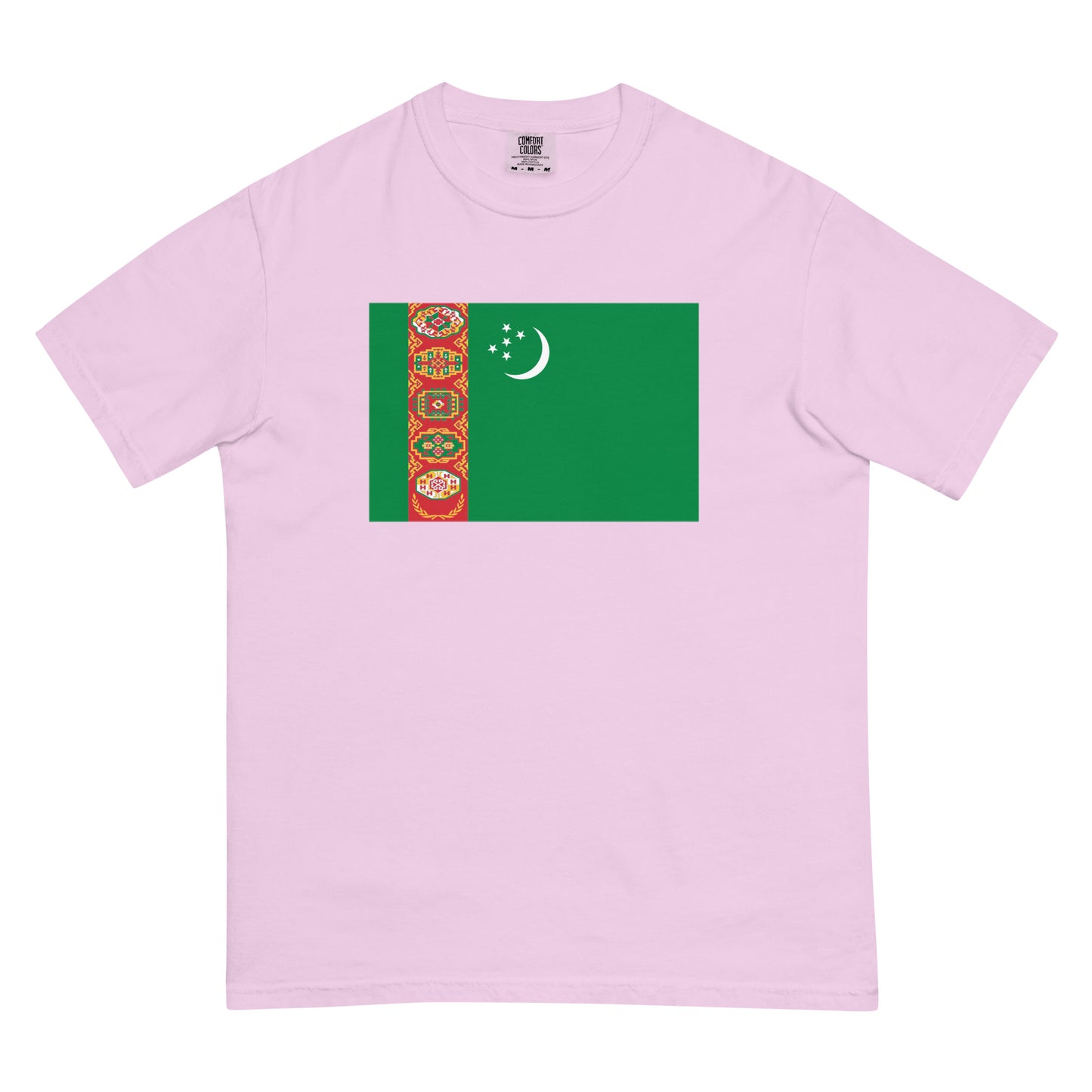 Bold Turkmenistan flag design tee in blue jean, 3X large