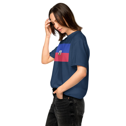 Haiti flag shirt in black, size medium