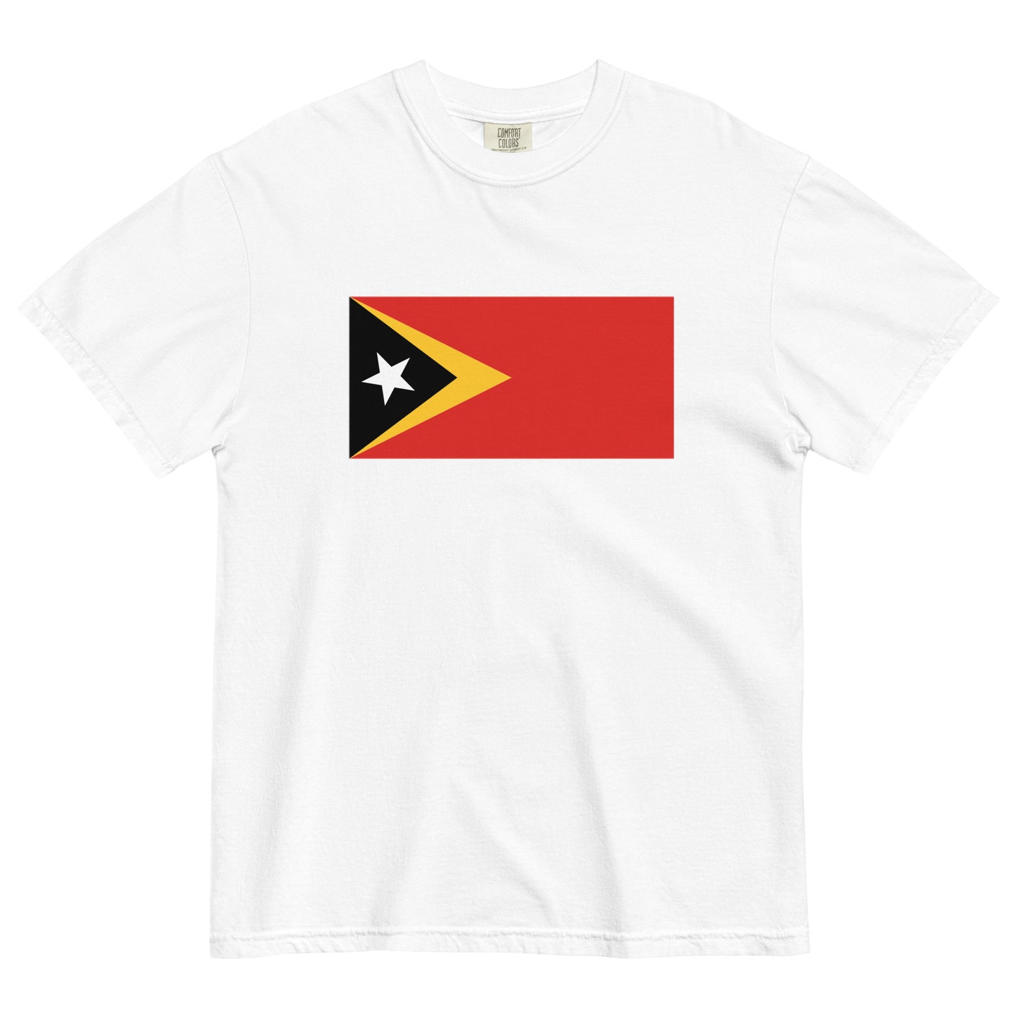 Flat lay of true navy Timor Leste flag tee, extra large size