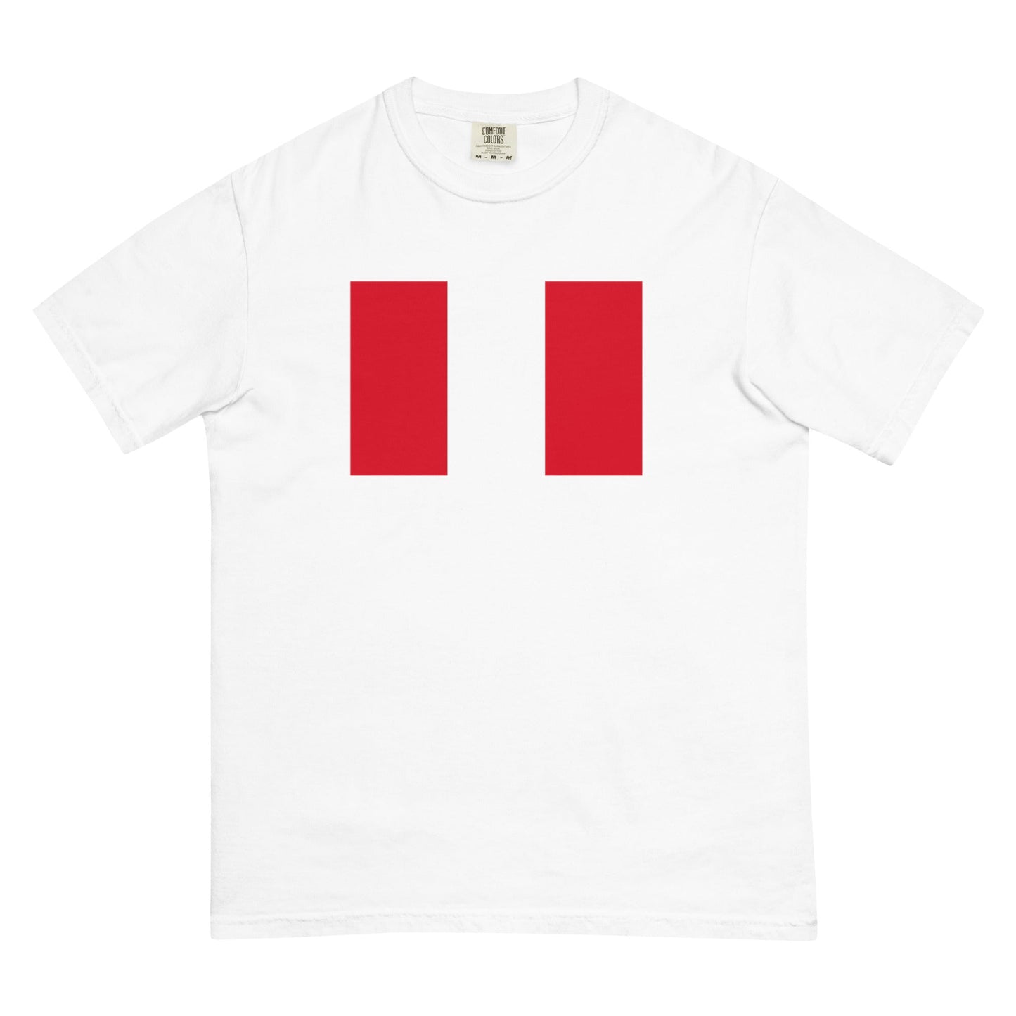 Flat lay of brick Peru flag tee, extra large size