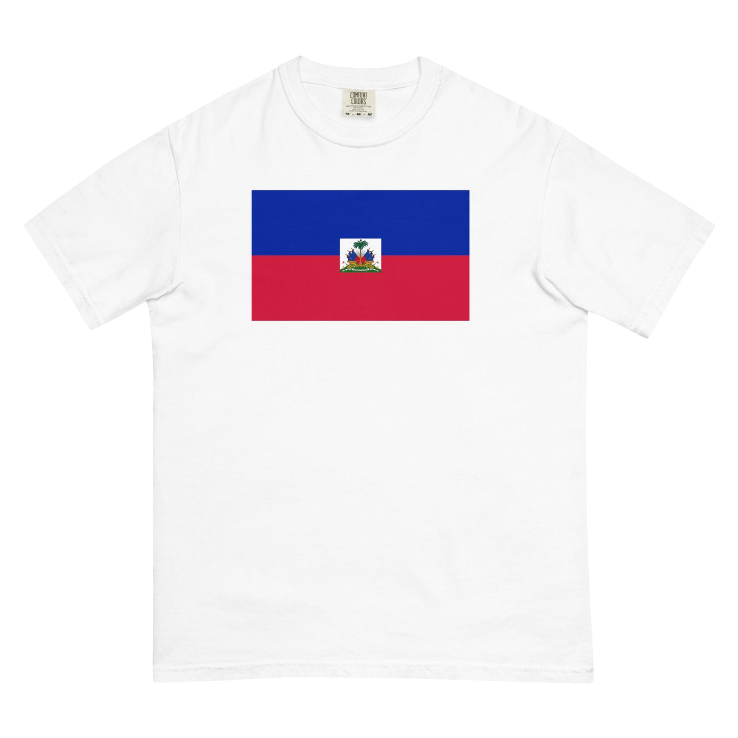 Flat lay of yam Haiti flag tee, 3X large size