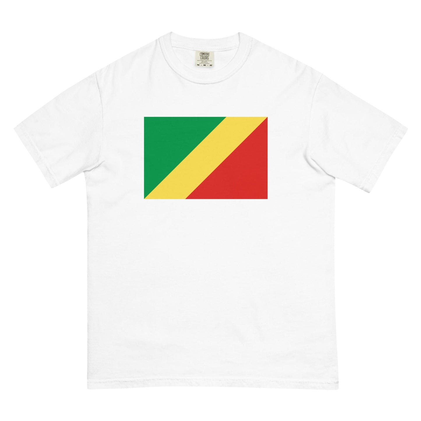 Flat lay of berry Congo Congo Brazzaville flag tee, 4X large size