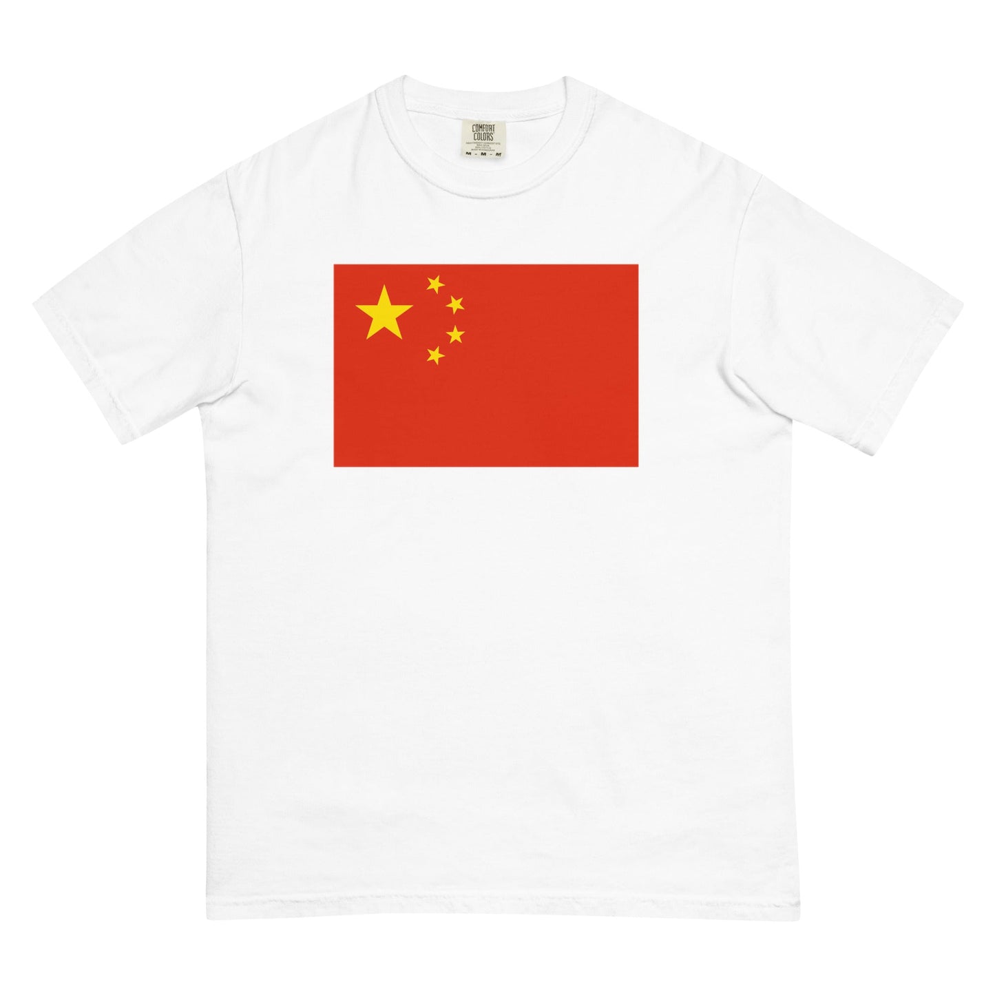 Stylish China flag t-shirt laid flat, extra large, yam
