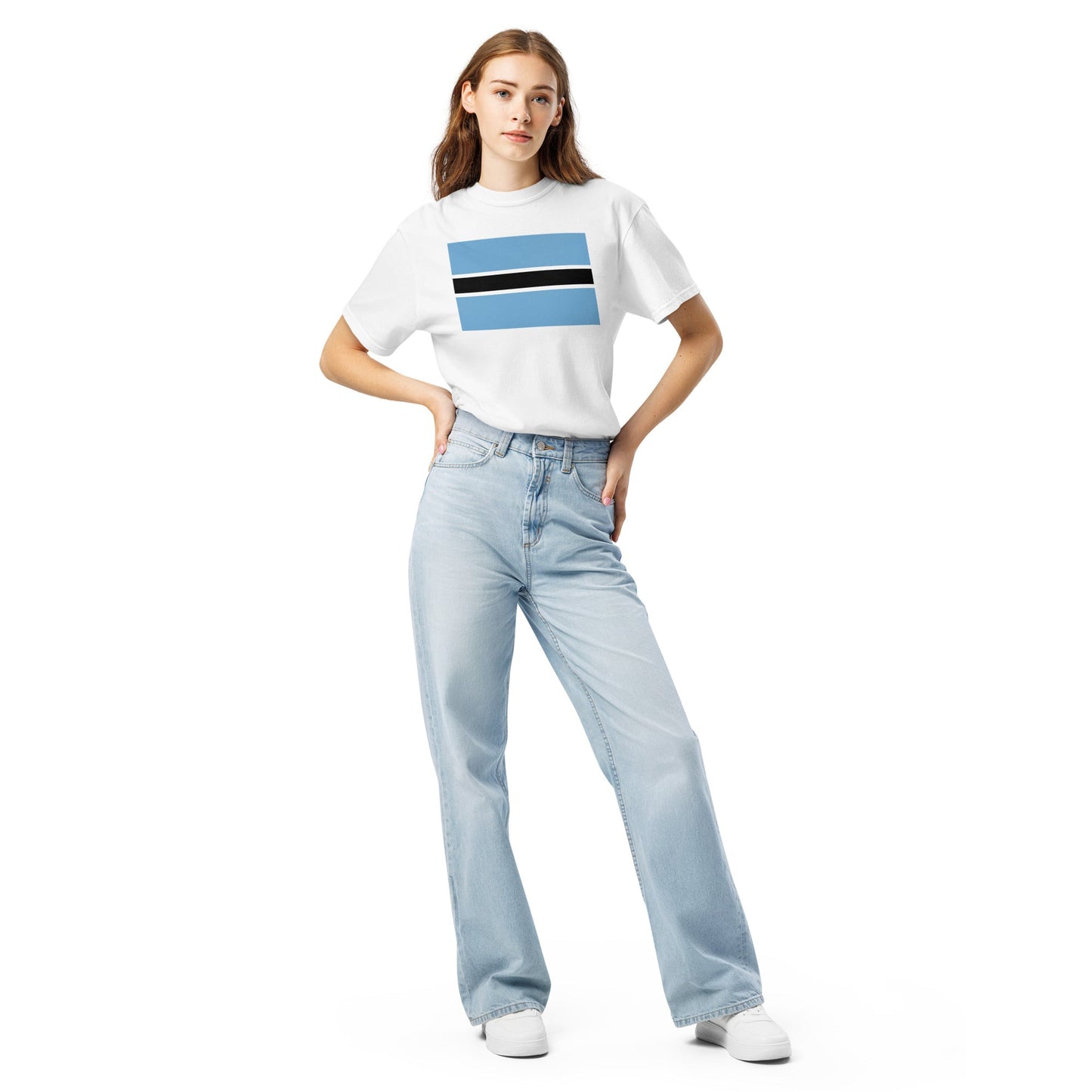 Stylish Botswana flag t-shirt laid flat, 2X large, hemp