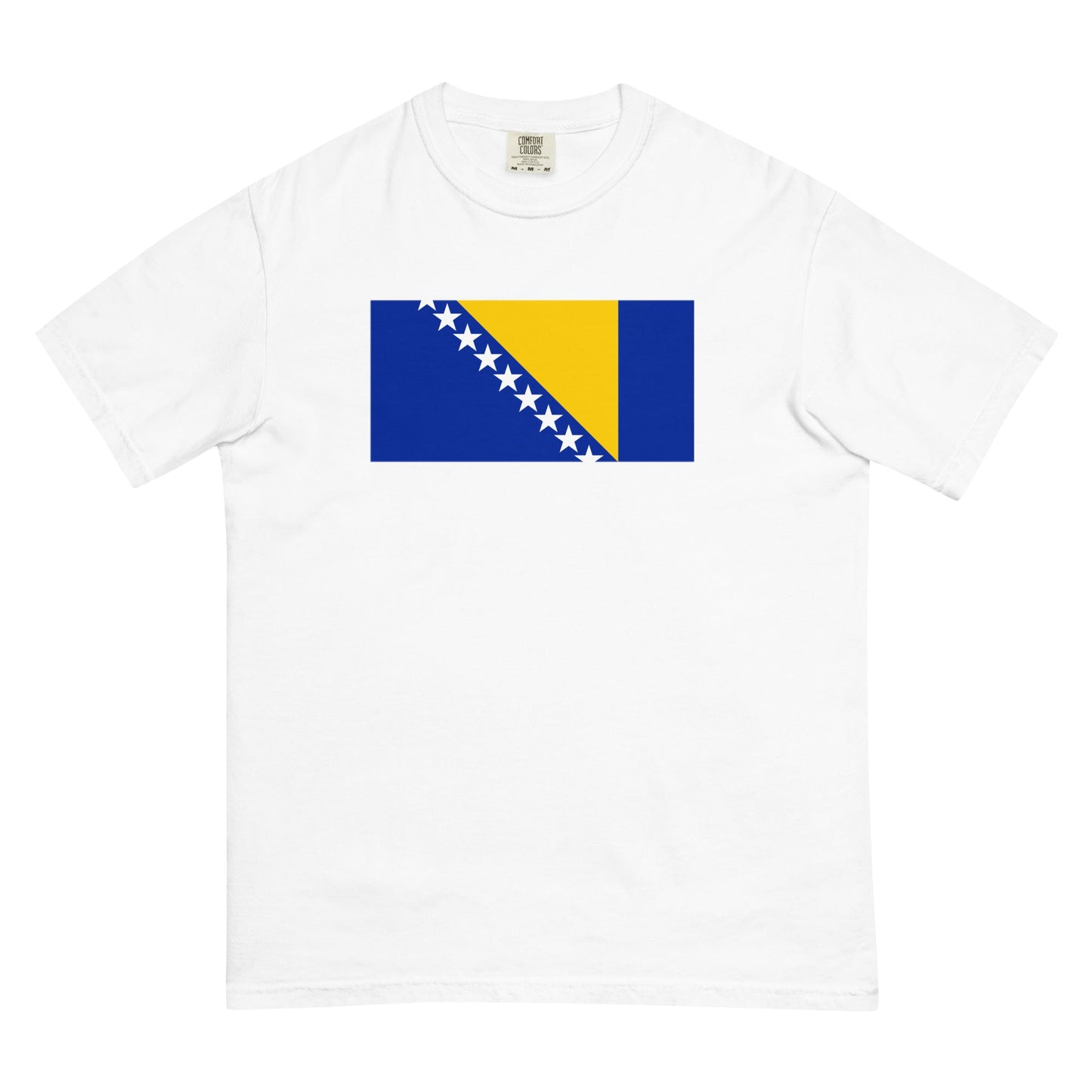 Stylish Bosnia And Herzegovina flag t-shirt laid flat, medium, espresso