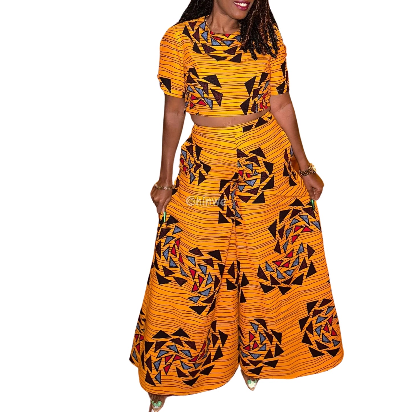 The Adamma Set Two Piece Crop Top and Wide Leg Pants - Women’s Clothing