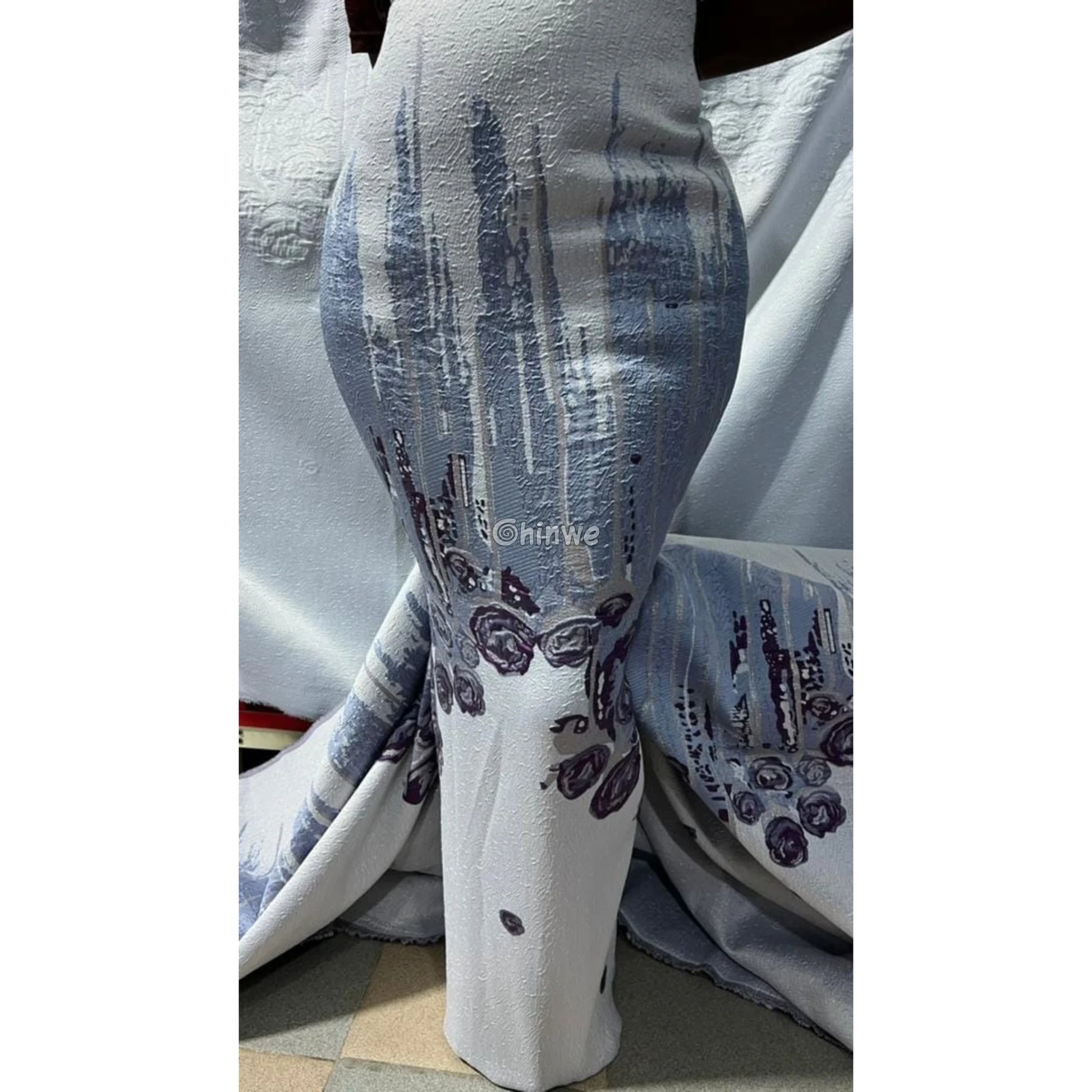 3D Rose Drip Embroidered Brocade Fabric – Floral Metallic Jacquard with Textured Sheen