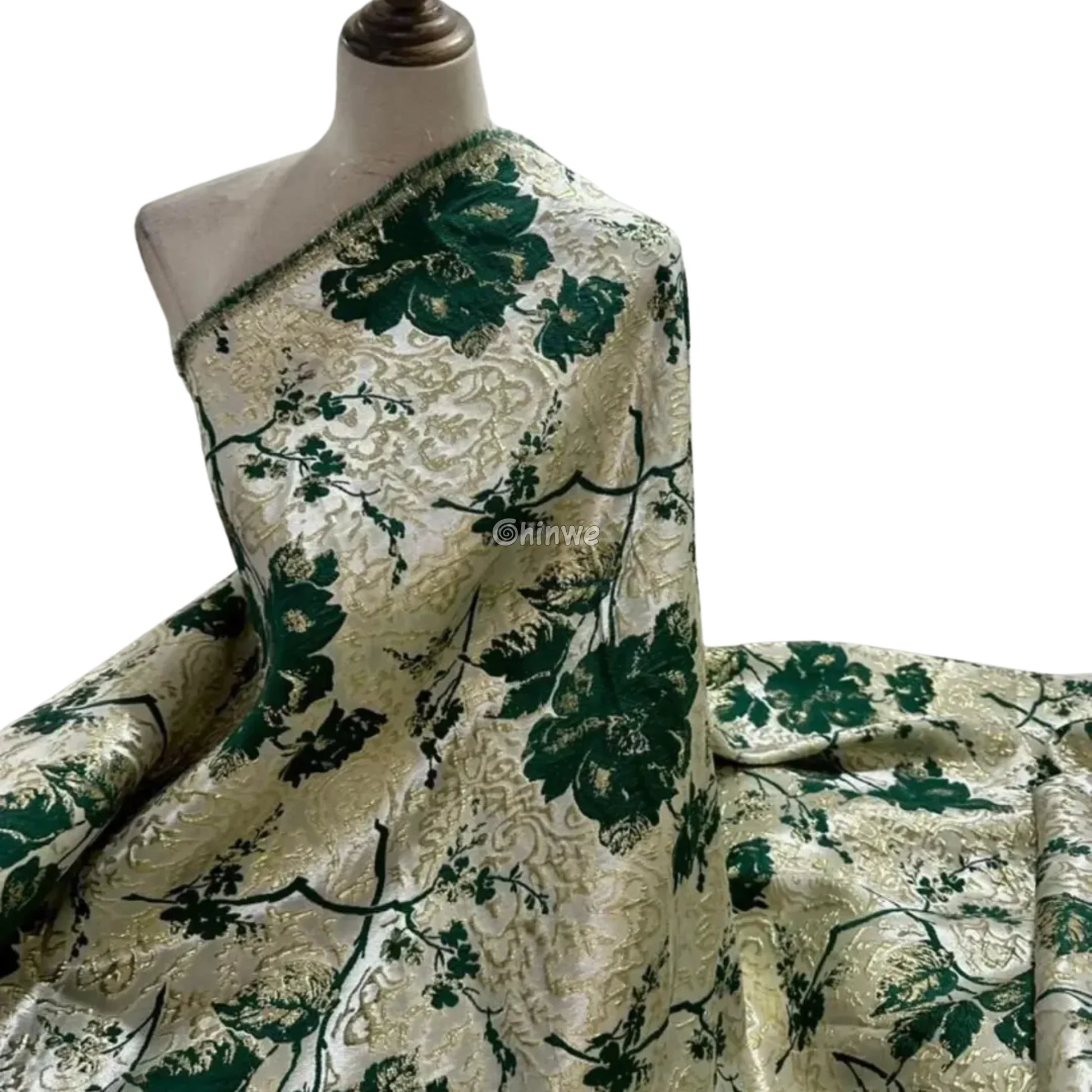 Pumpkin & Glacial Silver Floral Jacquard Brocade with Raised Metallic Threads for Luxe Evening Wear