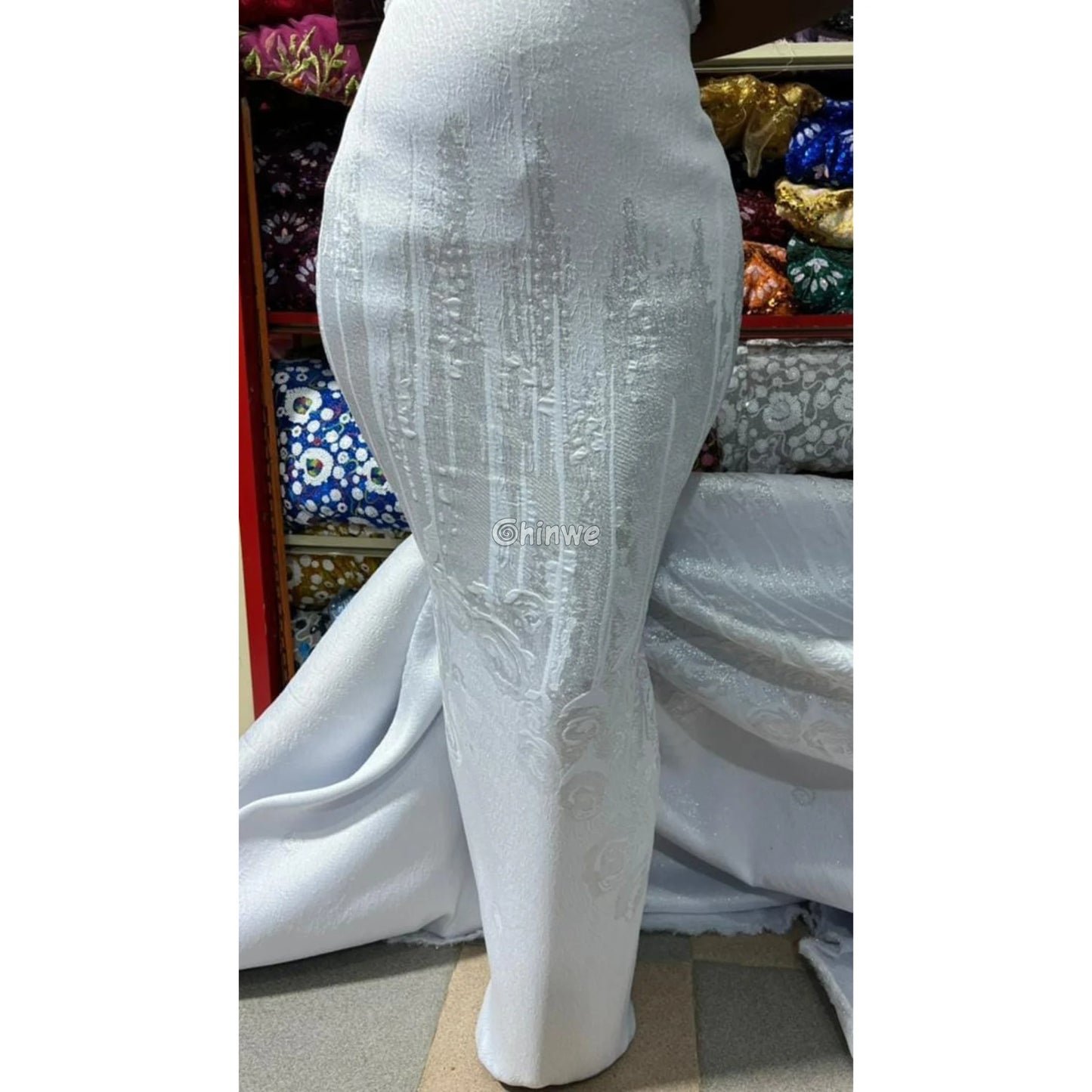 3D Rose Drip Embroidered Brocade Fabric – Floral Metallic Jacquard with Textured Sheen