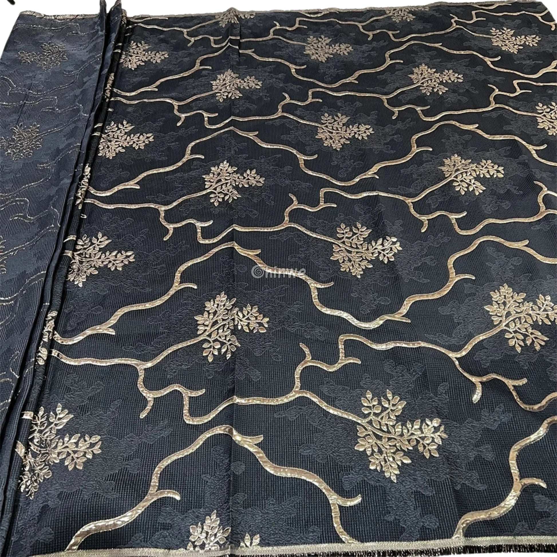 Jacquard Brocade Fabric with Metallic Floral Vines and Raised Texture Available in 7 Luxe Colors African Wax Print