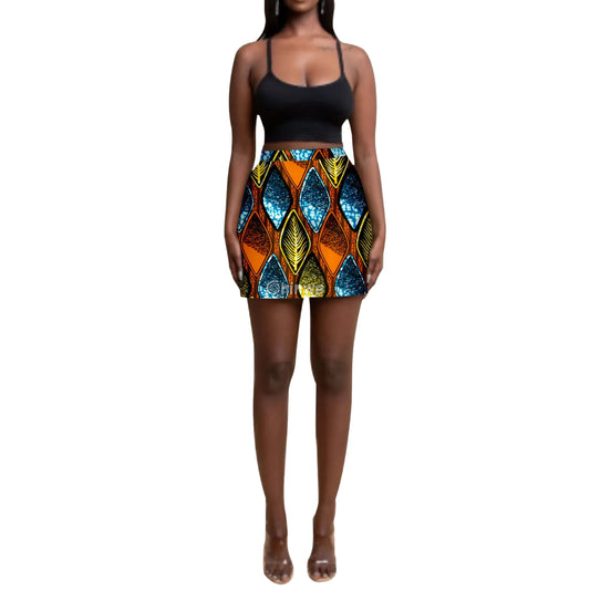 Statement Print High Waisted A Line Pencil Mini Skirt - Women’s Clothing