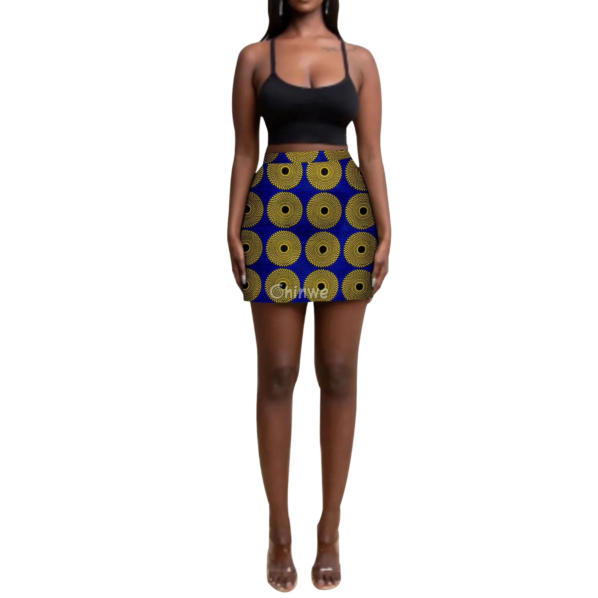 Statement Print High Waisted A Line Pencil Mini Skirt - Women’s Clothing