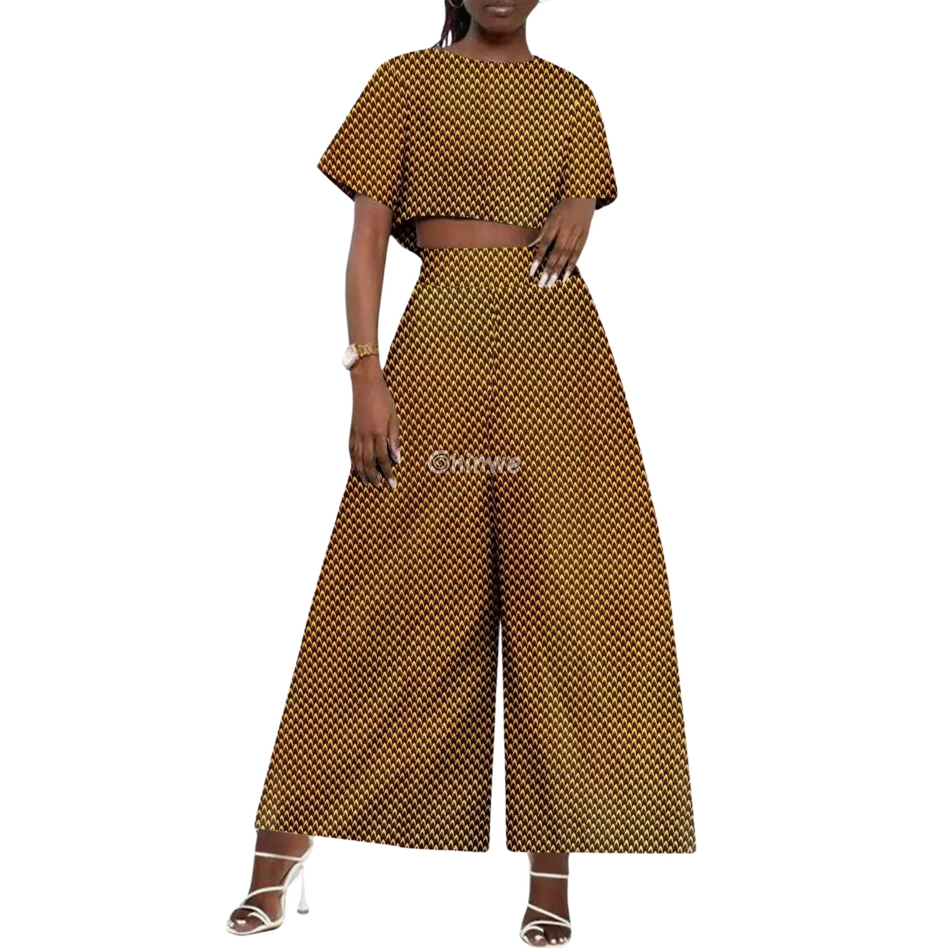 The Adamma Set Two Piece Crop Top and Wide Leg Pants - Women’s Clothing