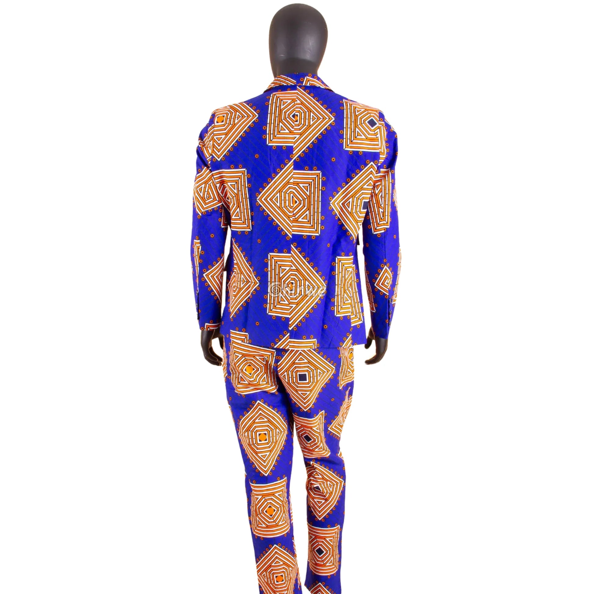 Two Piece Slim Fit African Wax Suit Custom Tailored Blazer & Trousers Set Men’s Clothing