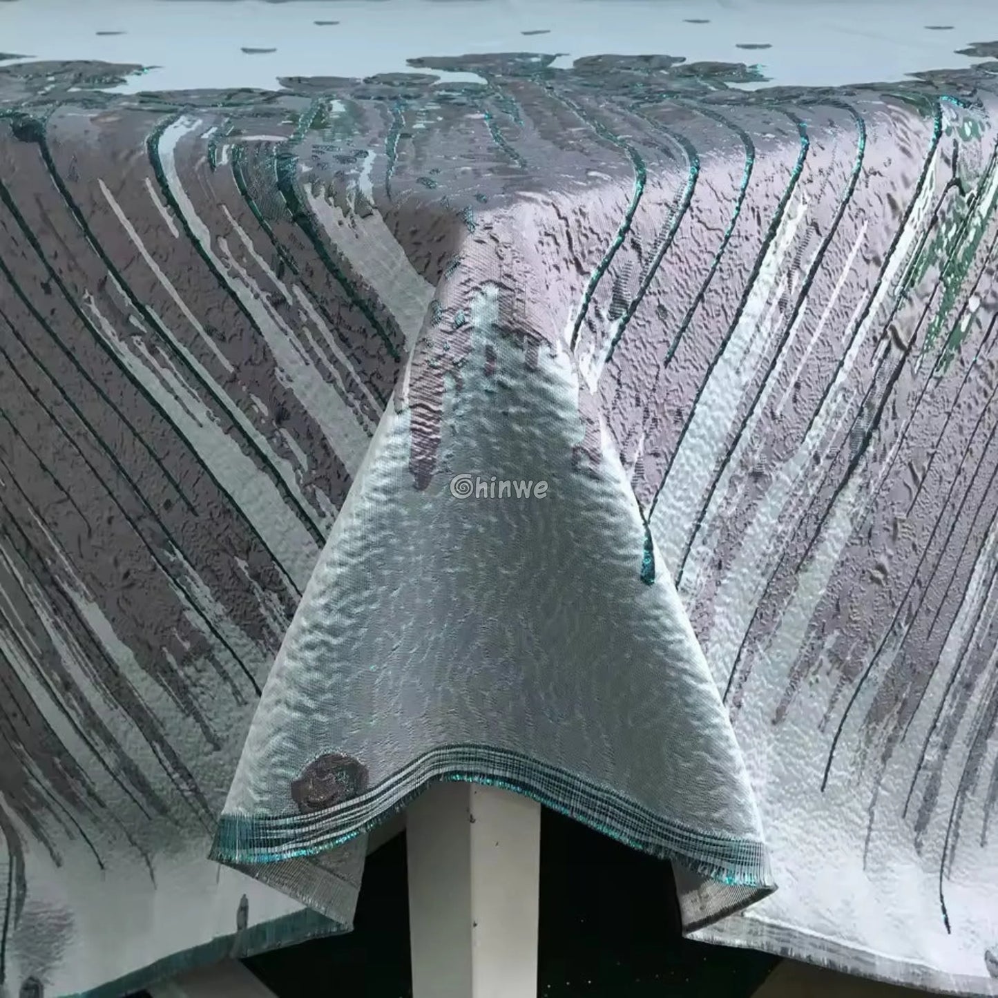 3D Rose Drip Embroidered Brocade Fabric – Floral Metallic Jacquard with Textured Sheen
