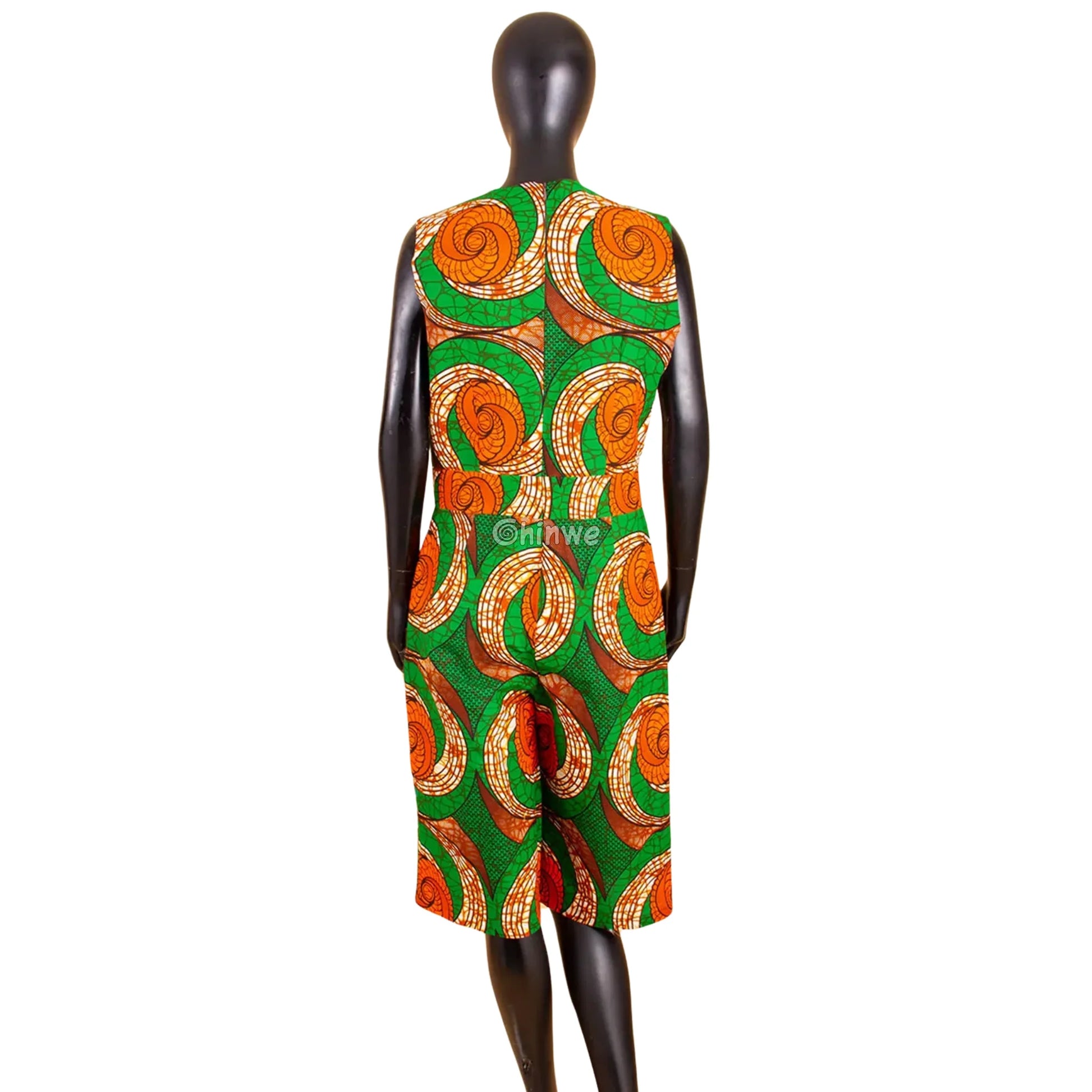 Relaxed Fit Sleeveless Wax Ankara Jumpsuit Resort Bloom - Women’s Clothing